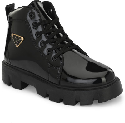 POS Planet Of Shoes Planet Of Shoes Black Synthetic Leather Boots for Men's Boots For Men(Black , 6)