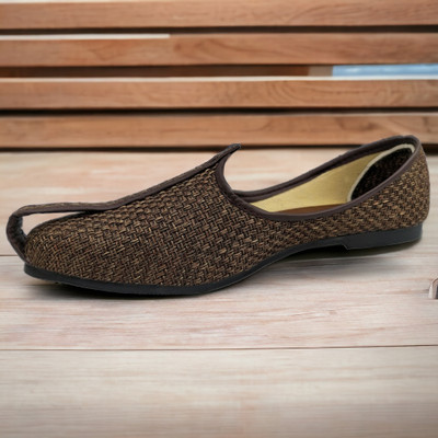 AXOLOTL Men Ethnic Textile Style Solid Mojaris/Jutis Jutis For Men(Brown , 9)