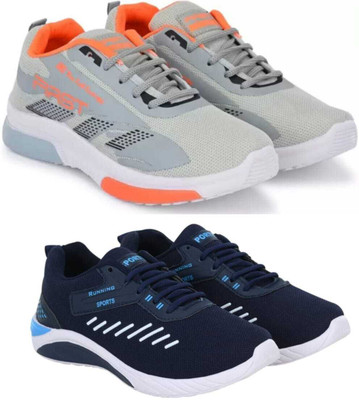 Sonolite Combo Pack Of 2 Sneakers For Men(Grey, Navy , 7)
