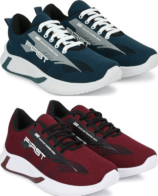 Free Kicks Combo of 2 || FK- 565 & 566 Stylish Running Shoes For Men(Maroon , 10)