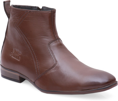 PILLAA Genuine Leather Formal Casual Chelsea Boots Slip-On Boots For Men(Brown , 9)