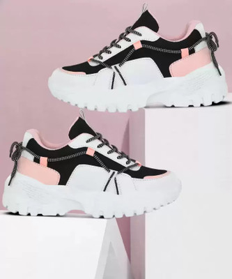 aadi Women's Synthetic Leather Lightweight Comfortable Outdoor Running Casual Shoes Running Shoes For Women(White , 5)