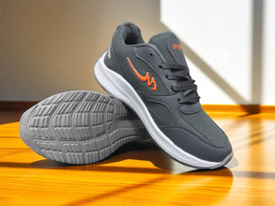 house of common HC- Newsole Modern Sneakers For Men(Grey, Orange , 10)