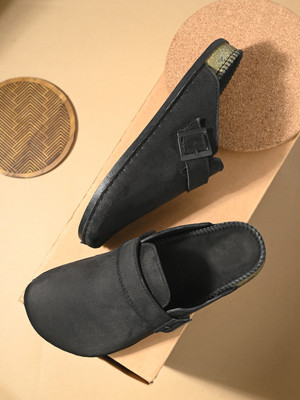 aadi Men's Half Back Open Backless Comfortable Slip on Casual Shoes Mules Clogs For Men(Black , 6)