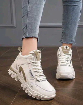 TREADLY Breathable, Walking, Running, Casual,Gym Shoes Sneakers For Women(White, Brown , 5)