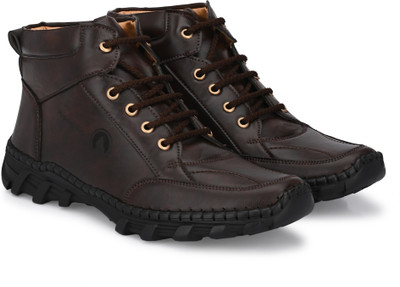 Rising Wolf Rising Wolf Synthetic Leather Lightweight Lace Up for Daily Use Boots For Men(Brown , 7)