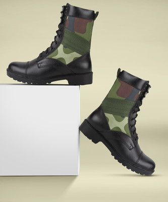 Para Commando PARA COMMANDO LEATHER COMBAT ARMY BOOT SHOES FOR MEN/ ARMY SHOES/COMBAT BOOTS FOR MEN/ARMY SHOES/DMS SHOES Boots For Men Boots For Men(Black , 10)