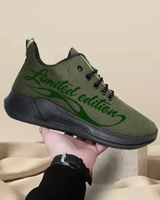 KANEGGYE RUNNING SPORTS SHOES FOR MEN & KIDS Running Shoes For Men(Olive, Black , 7)