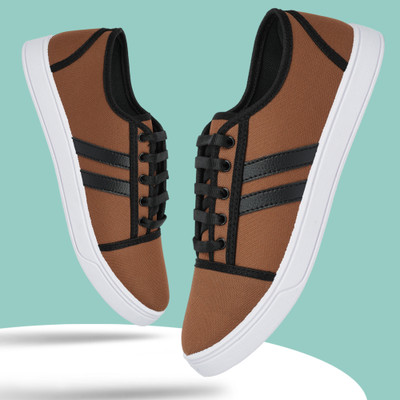 house of common HC-Champ Tan-Black Lightweight Sneakers For Men(Tan, Black , 6)
