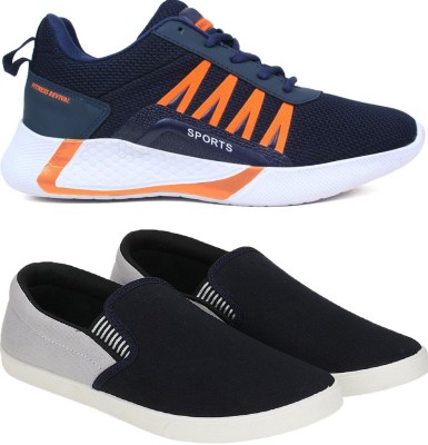 Free Kicks Combo of 2 FK- 394 & Fitman Stylish Running Shoes For Men(Blue, Orange, Black, Grey)