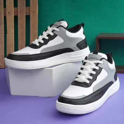 Bacan Multicolor Casuals Sneakers For Men(White, Grey, Black , 8)