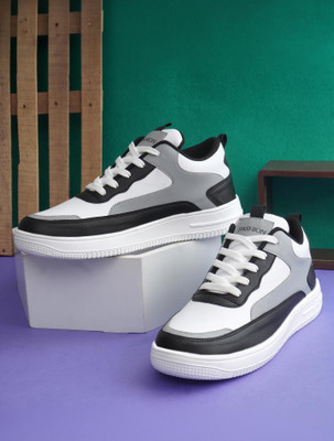 Bacan Multicolor Casuals Sneakers For Men(White, Grey, Black , 6)