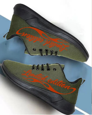 Kenamin SPORTS FOR MEN & KIDS Running Shoes For Men(Olive, Orange , 10)