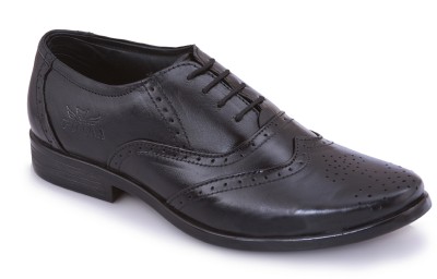 PILLAA PILLAA Men Stylish Semi Casual and Formal Leather Lace-Up Brogue Derby Shoes Oxford For Men(Black)