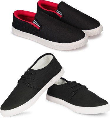 Free Kicks Combo of 2 FK-201 & Fitman Trendy Sneakers For Men(Black, Red)