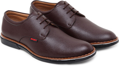 Zixer Artificial Synthetic Leather Office Brown Formal Shoes For Men Branded Look Lace Up For Men(Brown , 6)