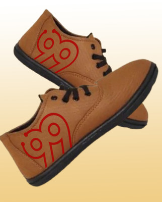Kenamin Stylish Casual Shoes for Men and kids Casuals For Men(Tan, Red , 6)