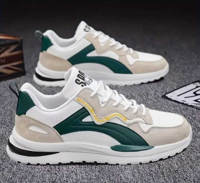 Socklines Men's Casual Sneakers Stylish Trending New Fashion White Shoes for Boys Sneakers For Men(Green, White)