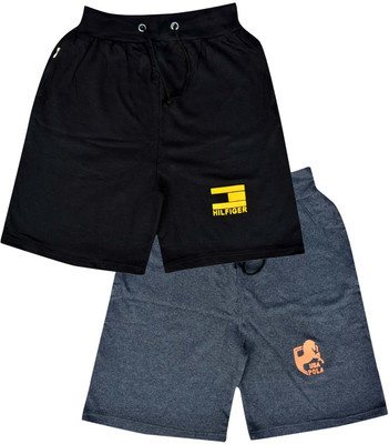 Solid Men Black, Grey Bermuda Shorts