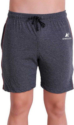 Diwazzo Solid Men Grey Basic Shorts