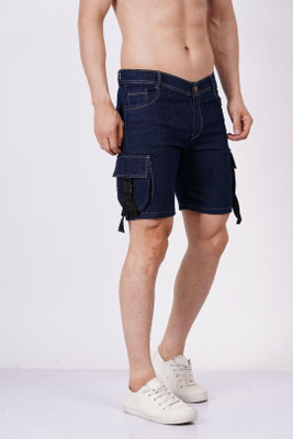 METRONAUT Solid Men Denim Dark Blue Denim Shorts