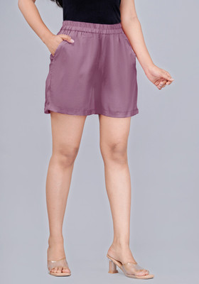 SUHANI CREATION Solid Women Purple Casual Shorts