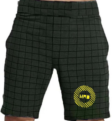 MRB Checkered Men Green Regular Shorts