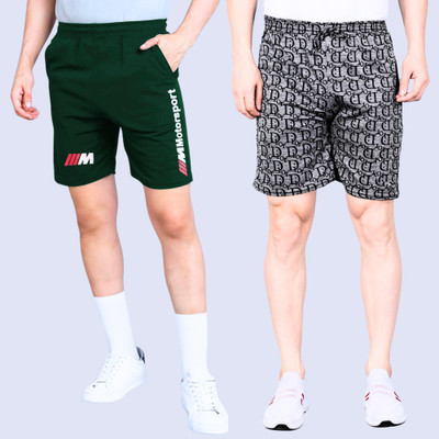 RK Costing Printed Men Grey, Dark Green Regular Shorts