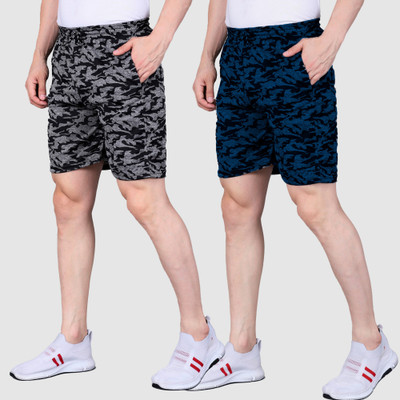 RK Costing Printed Men Blue, Grey Regular Shorts
