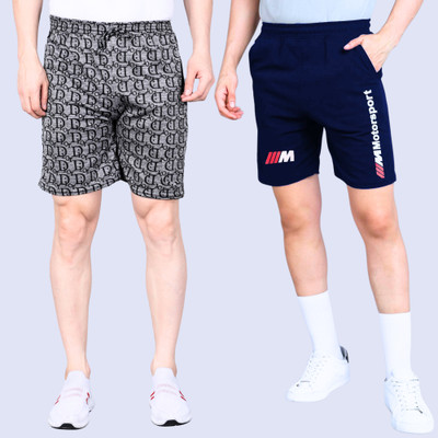 RK Costing Printed Men Grey, Dark Blue Regular Shorts