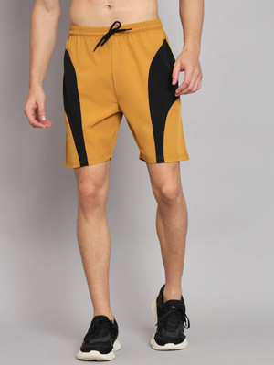 GLITO Color Block Men Yellow, Black Sports Shorts
