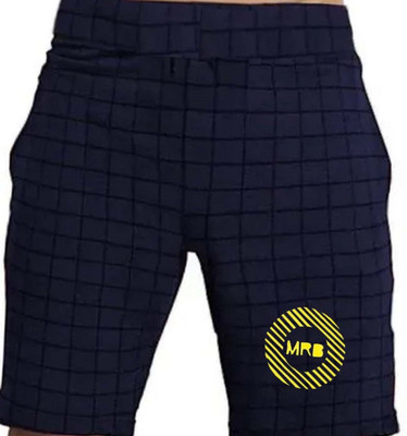 MRB Checkered Men Blue Regular Shorts