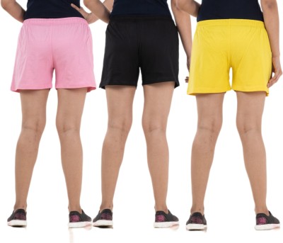 STYLE AK Solid Women Pink, Black, Gold Regular Shorts