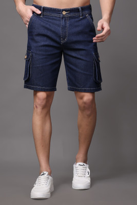 ZAYSH Solid Men Denim Dark Blue Denim Shorts