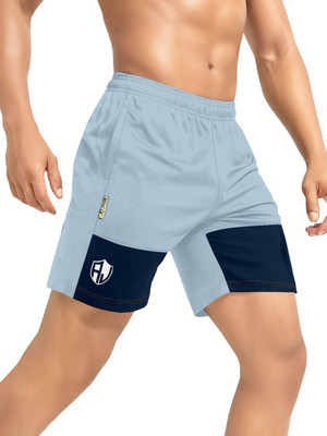 SHIVSHAKTI Color Block Men Light Blue Sports Shorts