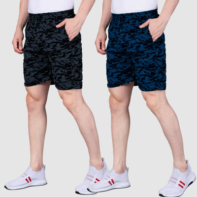 RK Costing Printed Men Black, Blue Regular Shorts