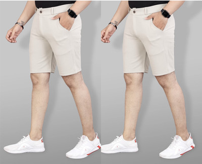 ynam Solid Men Grey, Grey Regular Shorts