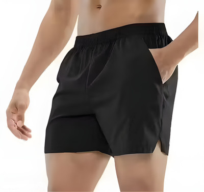 Sector Z Solid Men Black Sports Shorts