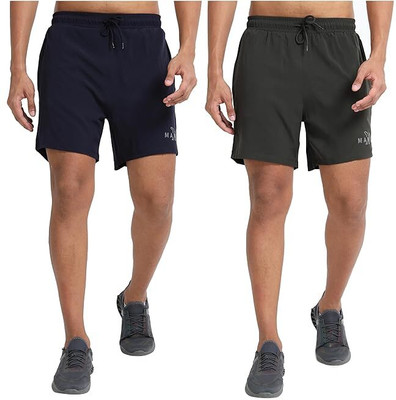 MANAAC Solid Men Multicolor Basic Shorts