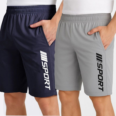 FLYZEN Solid Men Grey Regular Shorts