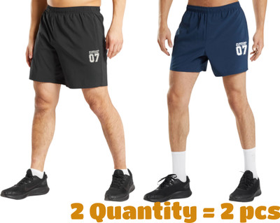 RUNNING MACHINE Solid Men Black, Blue Sports Shorts