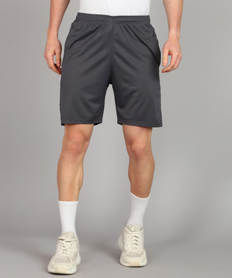Solid Men Dark Grey Sports Shorts