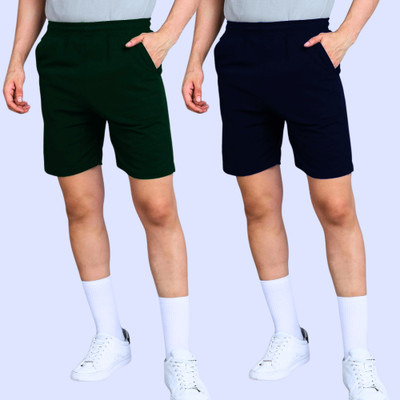 RK Costing Solid Men Dark Blue, Dark Green Regular Shorts