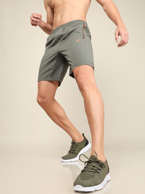 TECHNOSPORT Solid Men Green Sports Shorts