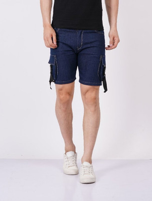 Jeancherry Solid Men Denim Dark Blue Denim Shorts