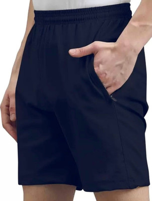 Solid Men Blue Sports Shorts