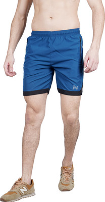NINQ Solid, Striped Men Blue Regular Shorts