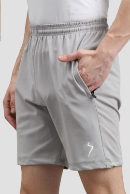 SHOELAKE Solid Men Silver Running Shorts