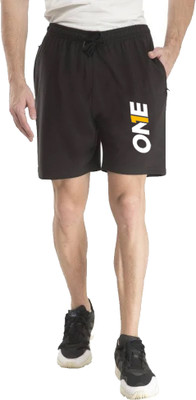 ACTIVEMENS Graphic Print Men Black Basic Shorts