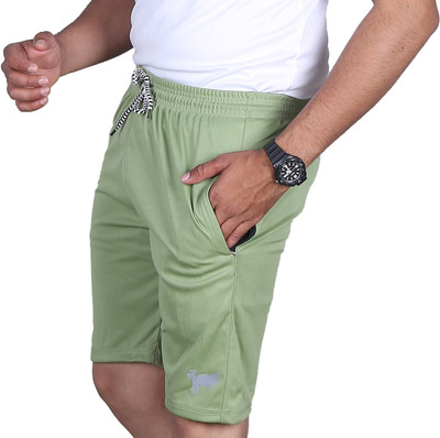 VALLY CREATION Solid Men Light Green Sports Shorts